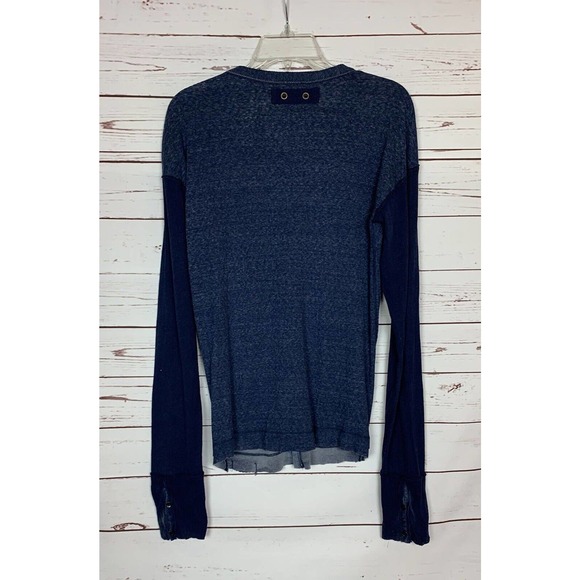 Free People We The Free Women's M Medium Navy Button Long Sleeve Cute Top Shirt - Picture 9 of 12